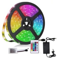 Kit Completo Tira Luces Luz Led 5050 Rgb + Control + Fuente / 5m